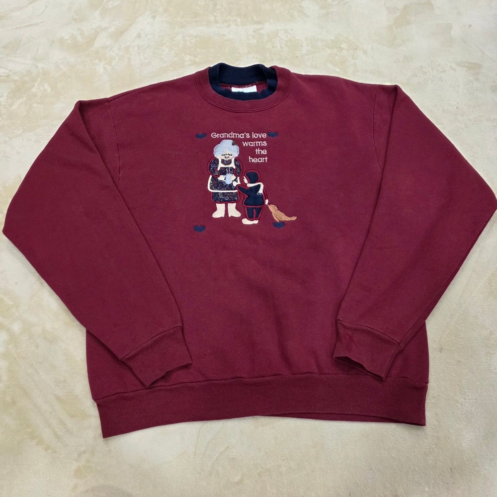 VTG Mz Energy Grandmacore Crewneck Sweatshirt Medium Grandma's Love Maroon